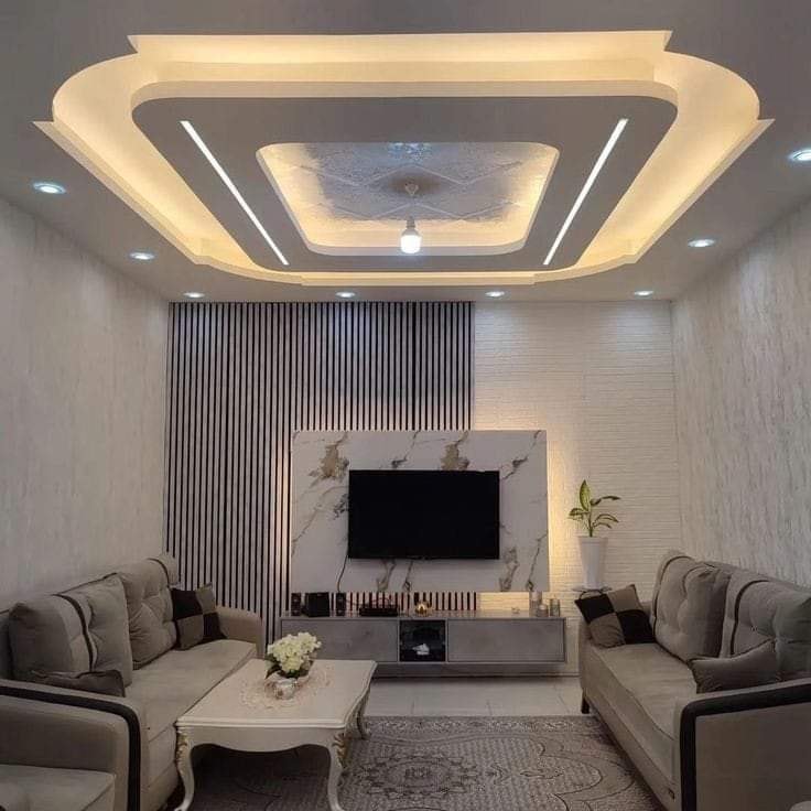 Here is an Ultra Modern Living Room False Ceiling Design